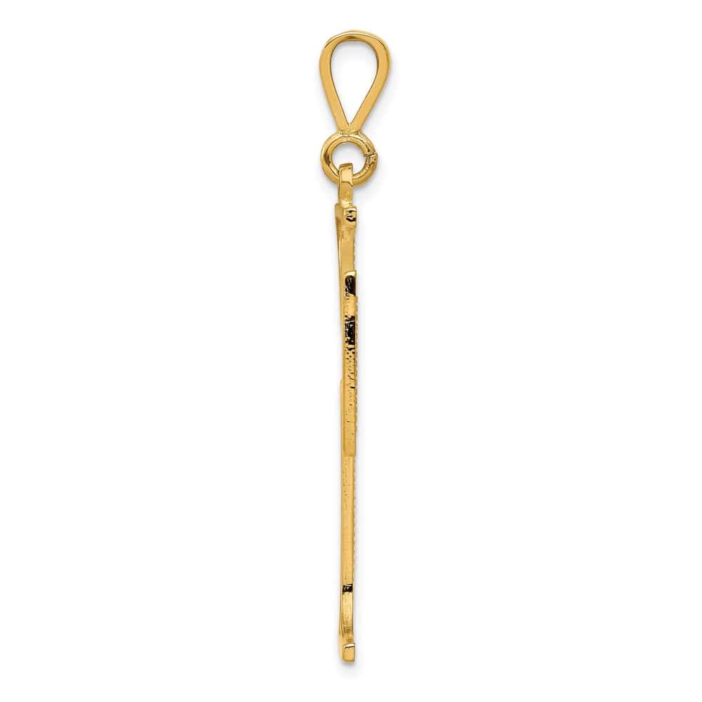 10K Yellow Gold Solid Polished Textured Extra Large Cross Pendant