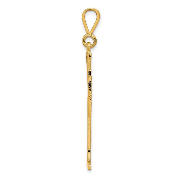 10K Yellow Gold Solid Polished Textured Extra Large Cross Pendant