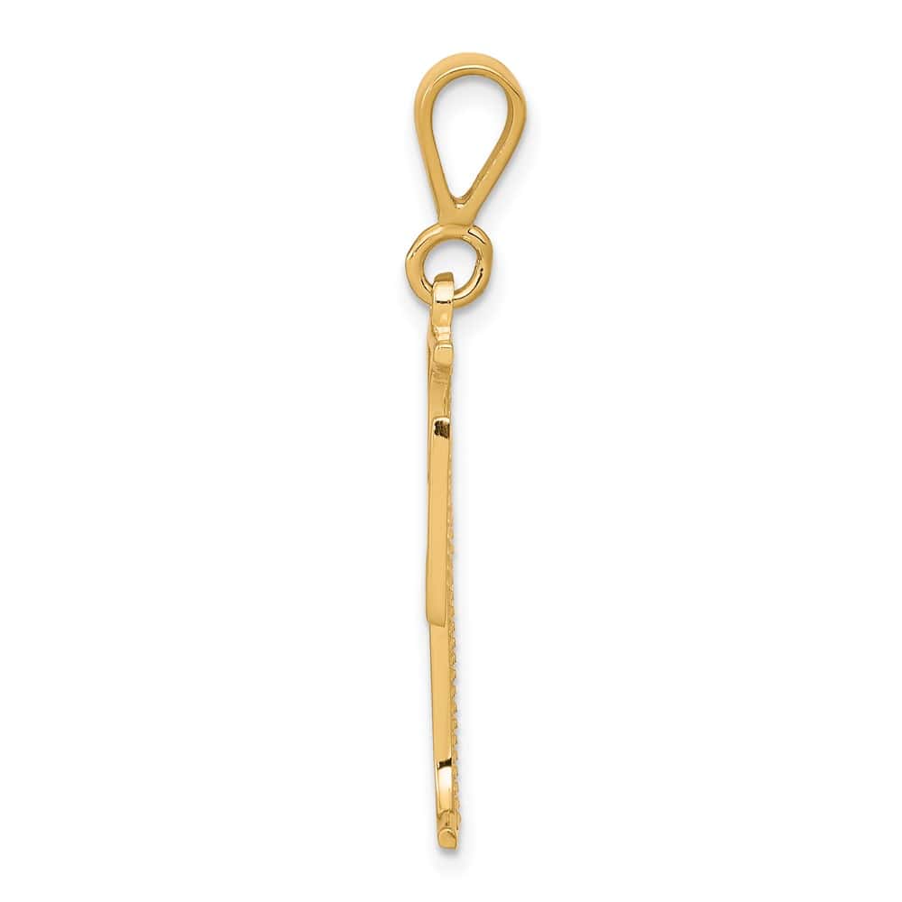 10K Yellow Gold Solid Polished Textured Large Cross Pendant