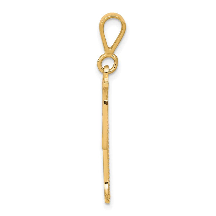 10K Yellow Gold Solid Polished Textured Large Cross Pendant