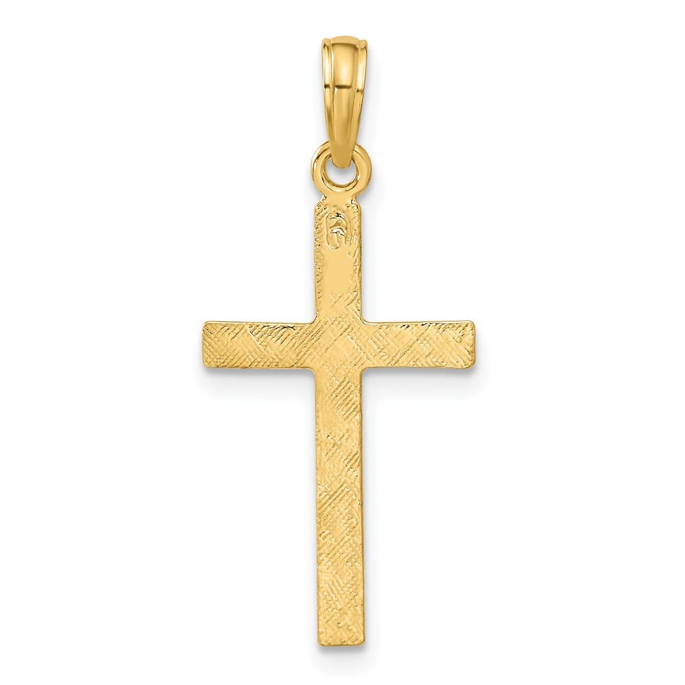 10K Yellow Gold Solid Polished Textured Large Latin Cross Pendant