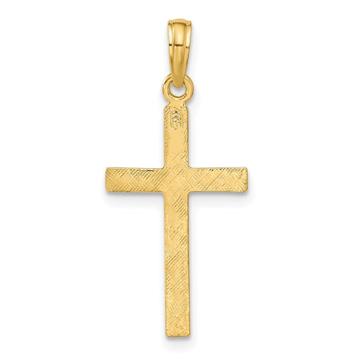 10K Yellow Gold Solid Polished Textured Large Latin Cross Pendant