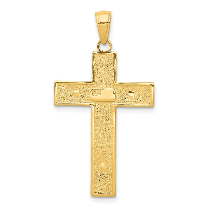 10K Yellow Gold Solid Polished Textured Large Latin Crucifix Pendant