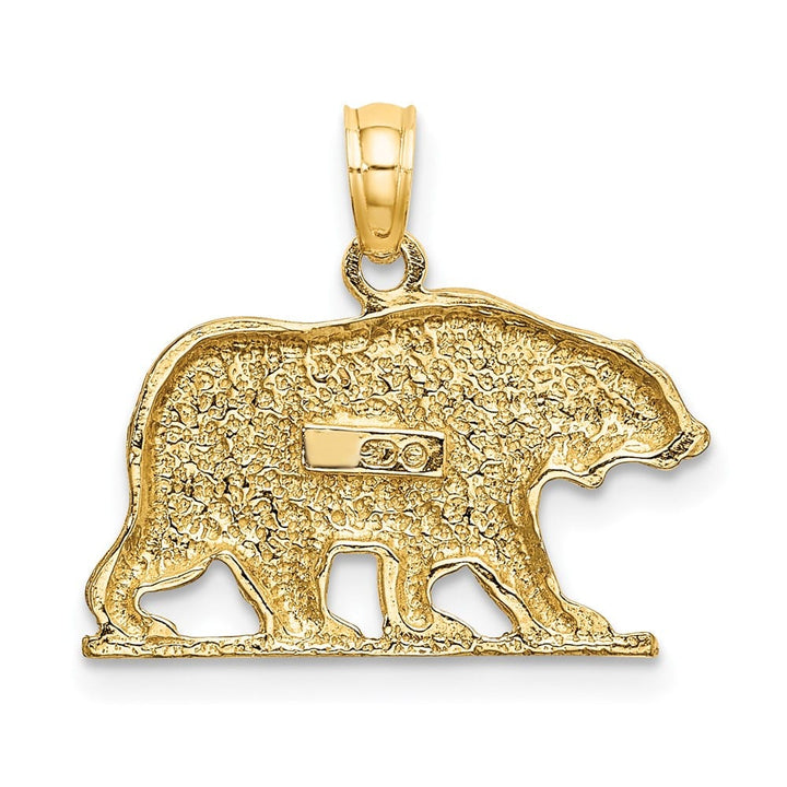 10K Yellow Gold Solid Polished Textured Medium Bear Charm