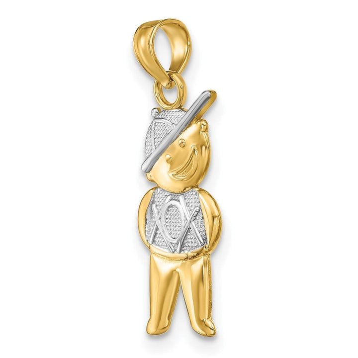10K Yellow Gold Solid Polished Textured Medium Boy Charm