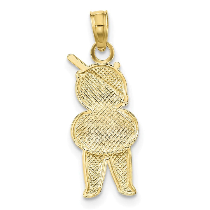 10K Yellow Gold Solid Polished Textured Medium Boy Charm