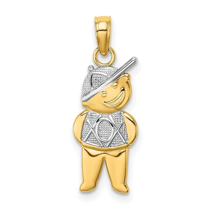 10K Yellow Gold Solid Polished Textured Medium Boy Charm