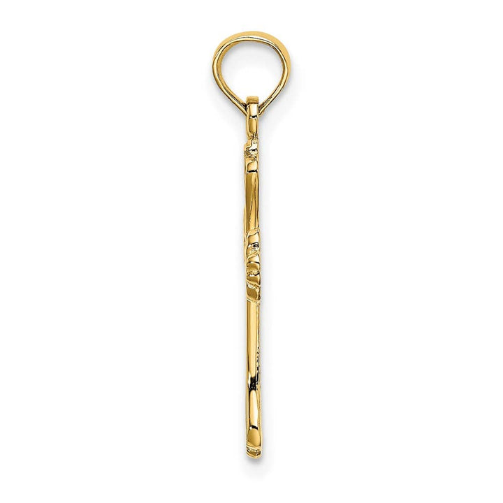 10K Yellow Gold Solid Polished Textured Medium Cross Charm