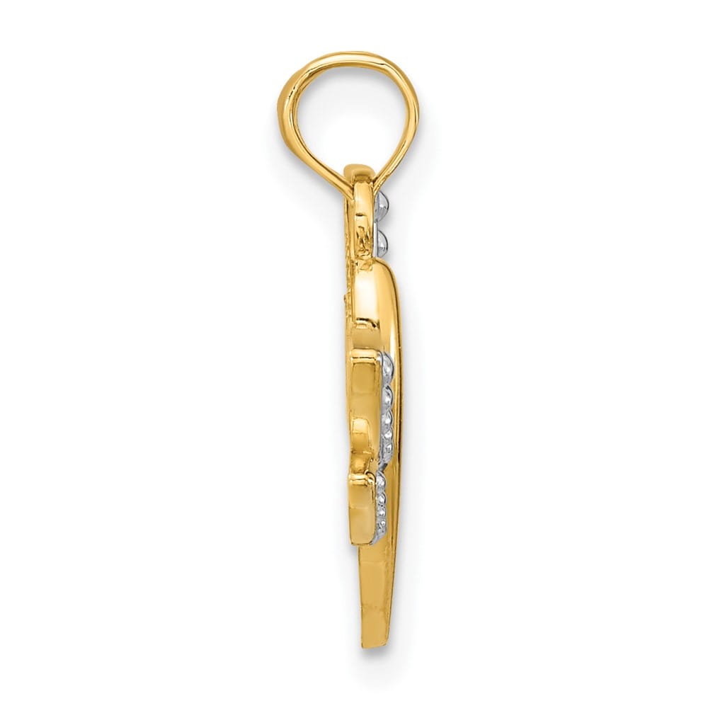 10K Yellow Gold Solid Polished Textured Medium Dragonfly Charm