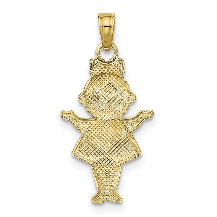 10K Yellow Gold Solid Polished Textured Medium Girl Charm