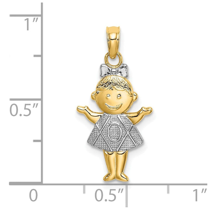 10K Yellow Gold Solid Polished Textured Medium Girl Charm