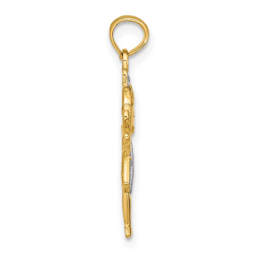 10K Yellow Gold Solid Polished Textured Medium Girl Charm