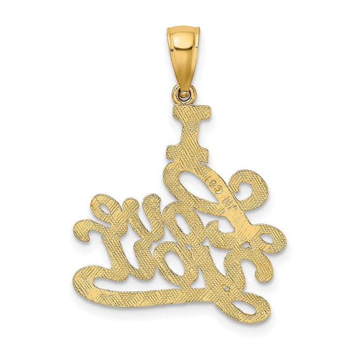 10K Yellow Gold Solid Polished Textured Medium I Love You Pendant