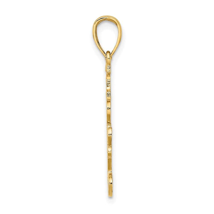 10K Yellow Gold Solid Polished Textured Medium I Love You Pendant