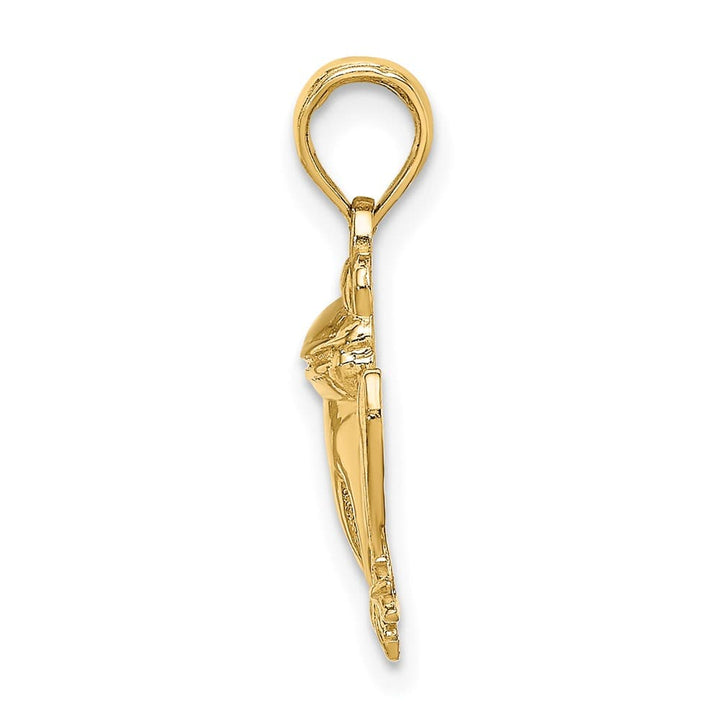10K Yellow Gold Solid Polished Textured Medium Sitting Frog Charm