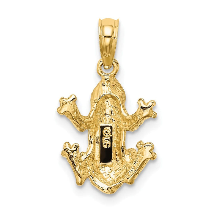 10K Yellow Gold Solid Polished Textured Medium Top View Frog Charm