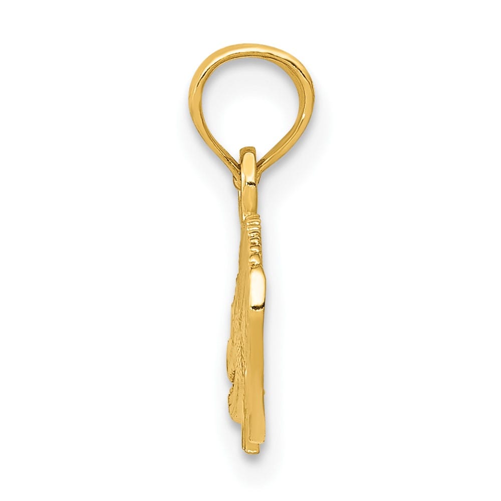 10K Yellow Gold Solid Polished Textured Small Alligator Pendant