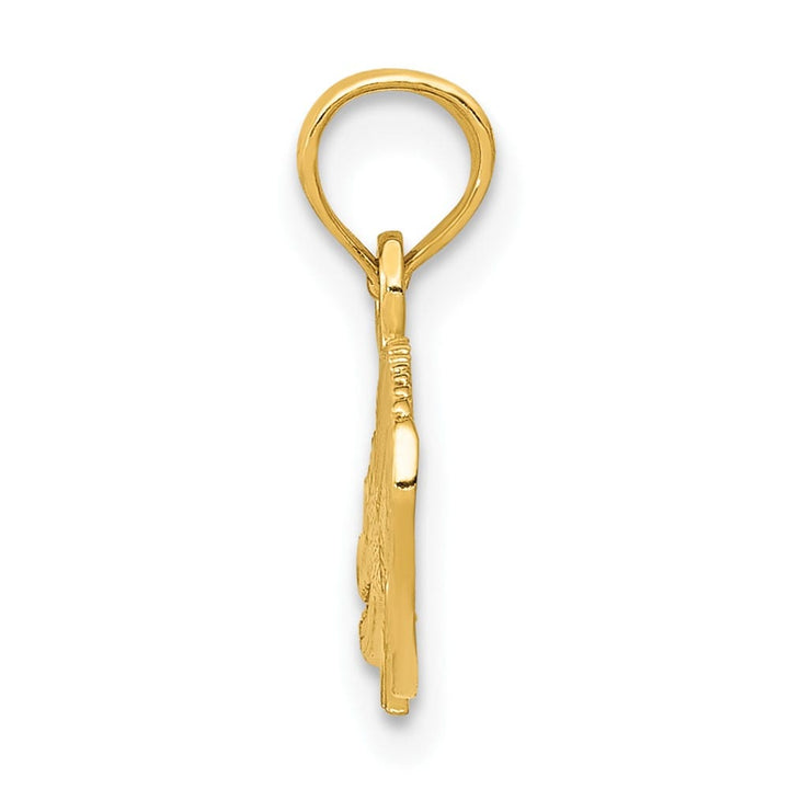 10K Yellow Gold Solid Polished Textured Small Alligator Pendant