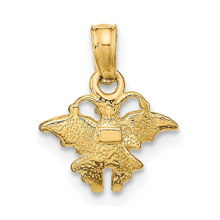 10K Yellow Gold Solid Polished Textured Small Butterfly Charm