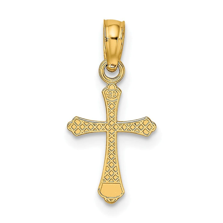 10K Yellow Gold Solid Polished Textured Small Cross Charm