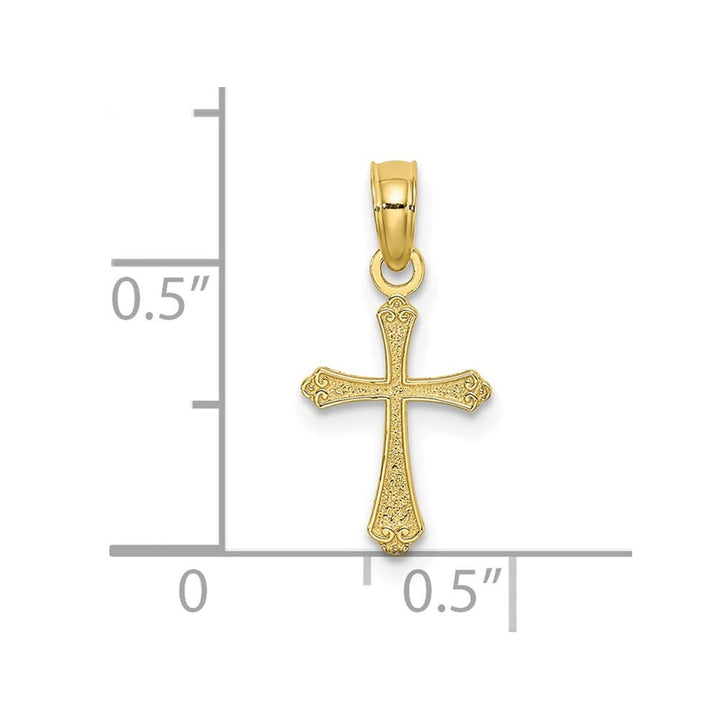 10K Yellow Gold Solid Polished Textured Small Cross Charm