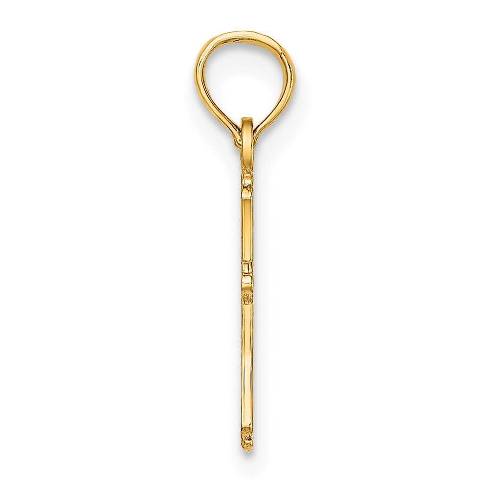 10K Yellow Gold Solid Polished Textured Small Cross Charm