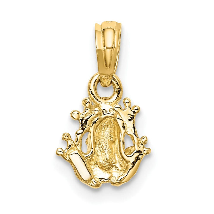 10K Yellow Gold Solid Polished Textured Small Miniature Frog Charm