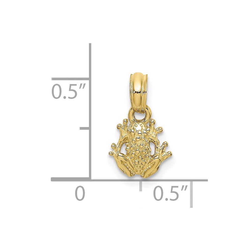 10K Yellow Gold Solid Polished Textured Small Miniature Frog Charm
