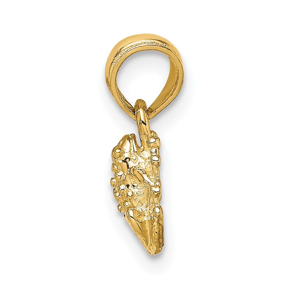 10K Yellow Gold Solid Polished Textured Small Miniature Frog Charm