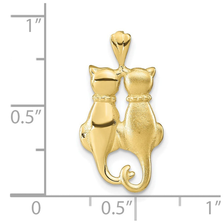 10K Yellow Gold Solid Satin and Polished Medium Cats Pendant