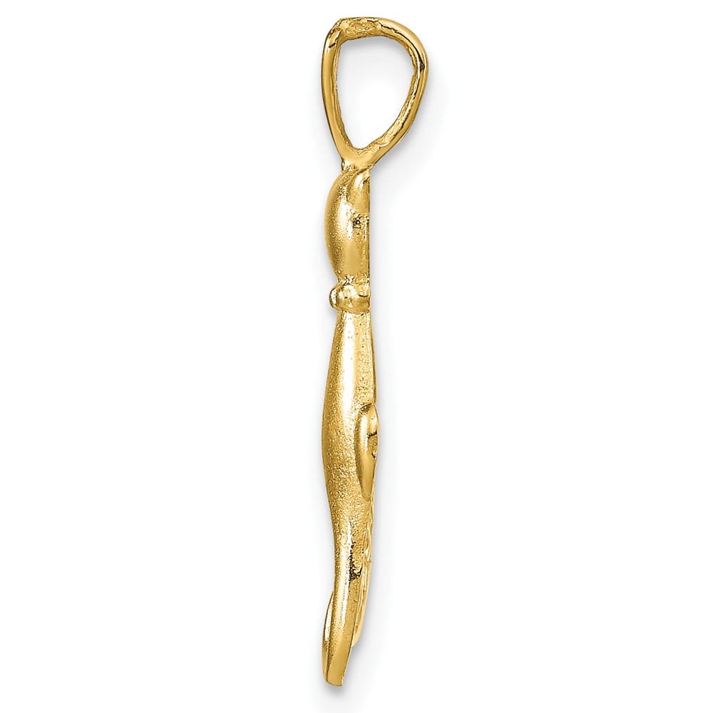 10K Yellow Gold Solid Satin and Polished Medium Cats Pendant