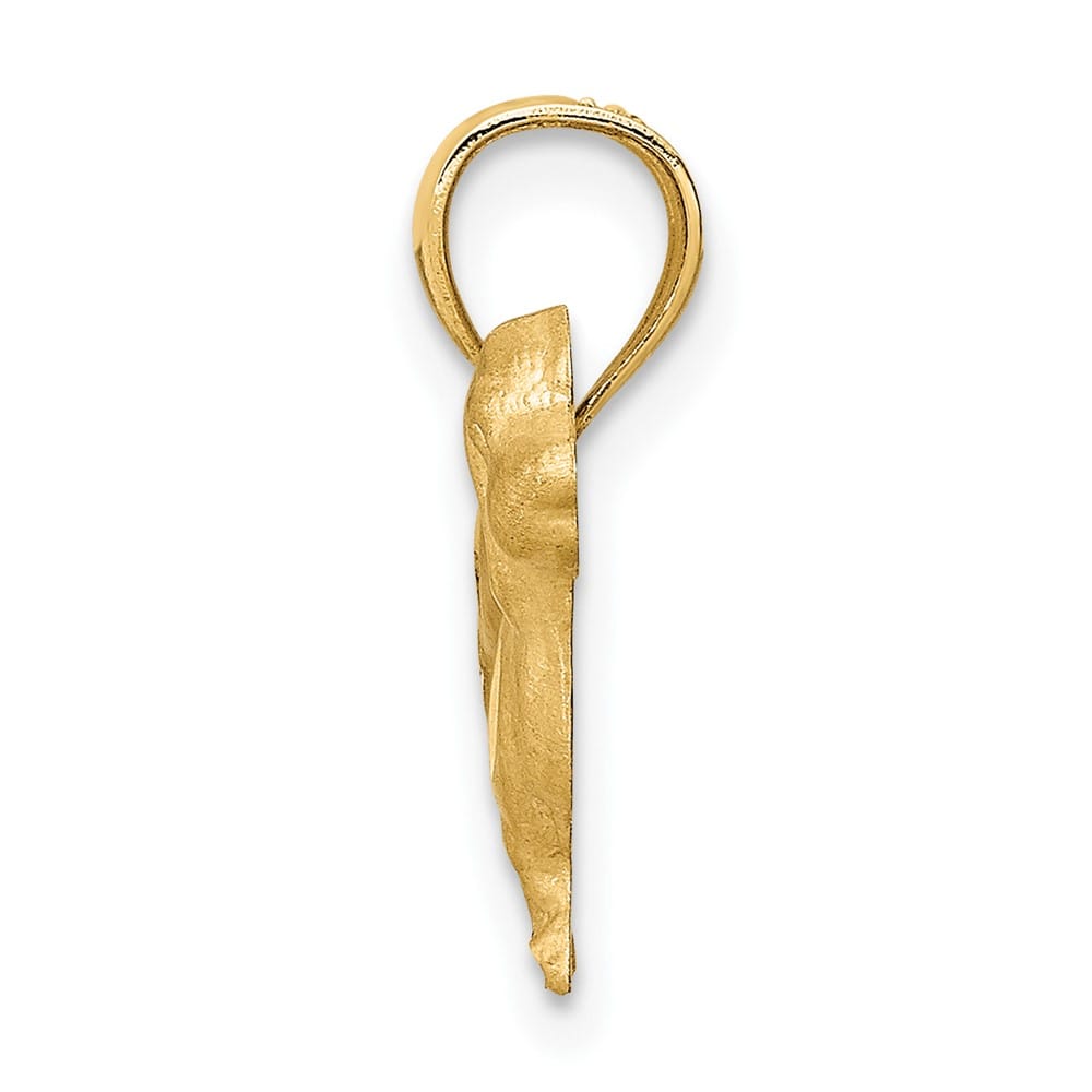 10K Yellow Gold Solid Satin D.C. Extra Large Dachshund Dog Pendant