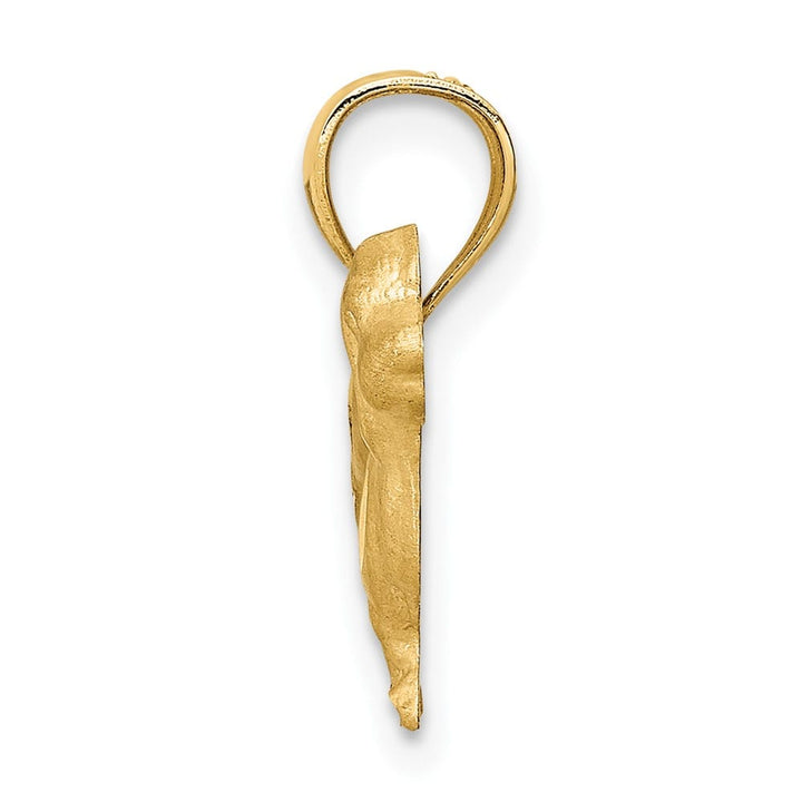 10K Yellow Gold Solid Satin D.C. Extra Large Dachshund Dog Pendant