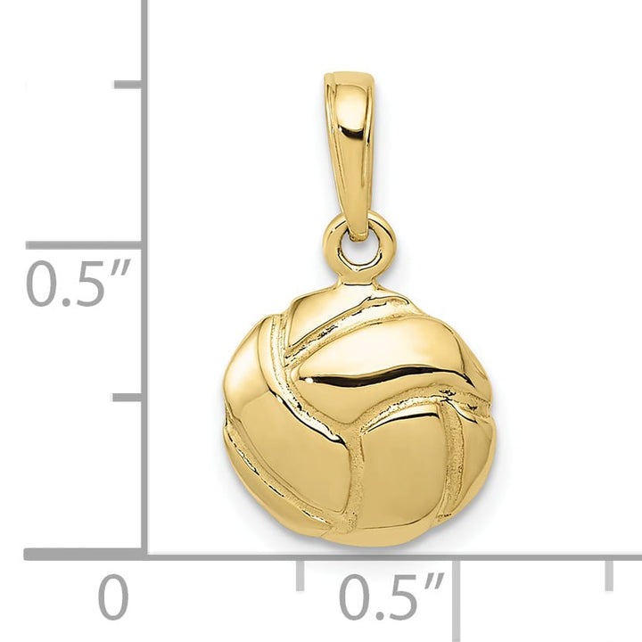 10K Yellow Gold Solid Satin D.C. Volleyball Charm