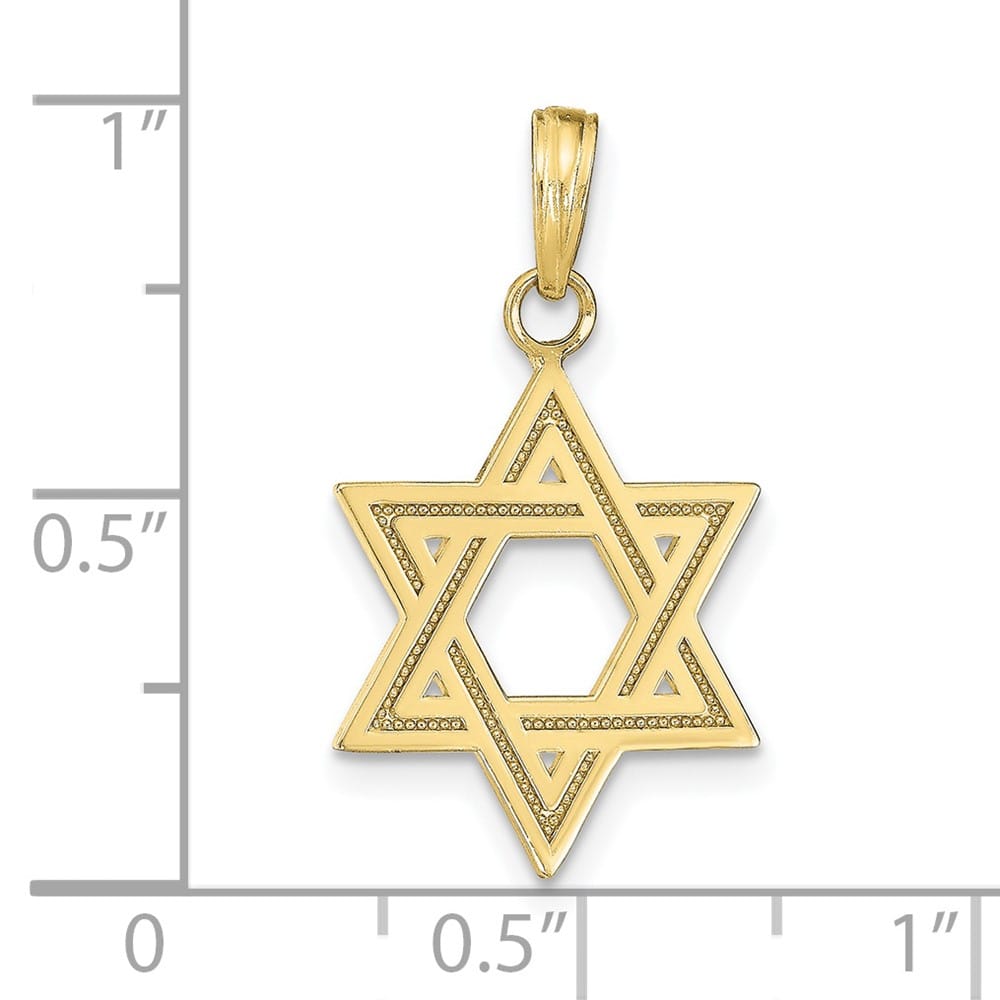 10K Yellow Gold Solid Satin Star of David Charm