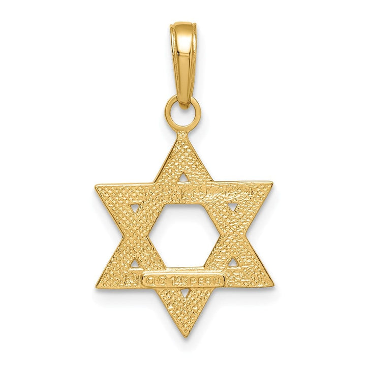 10K Yellow Gold Solid Satin Star of David Charm