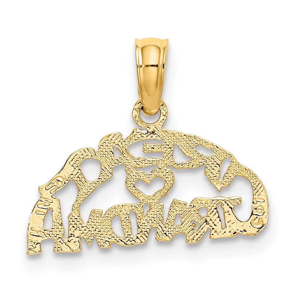 10K Yellow Gold Solid Small Block Great GRANDMA with Heart Charm