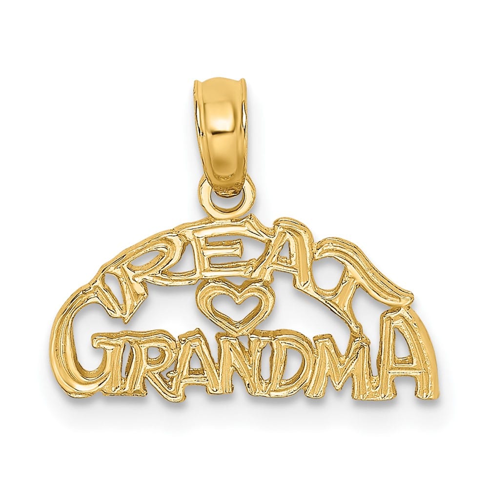 10K Yellow Gold Solid Small Block Great GRANDMA with Heart Charm