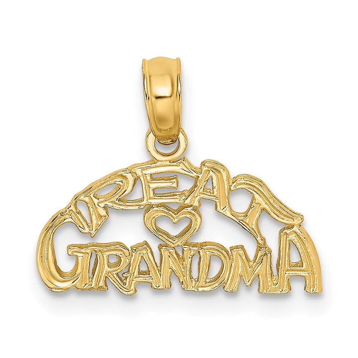 10K Yellow Gold Solid Small Block Great GRANDMA with Heart Charm