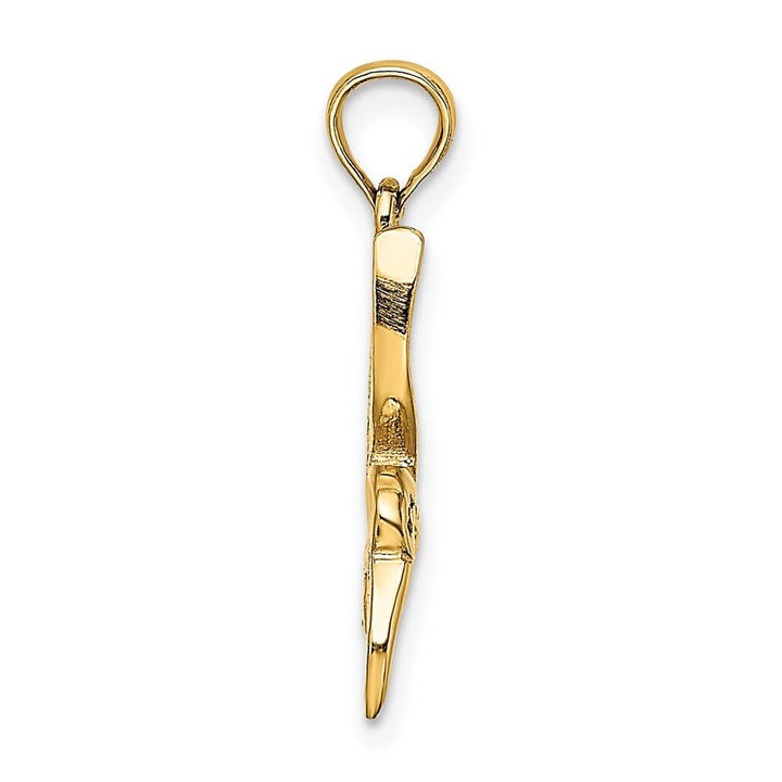 10K Yellow Gold Solid Textured Medium Hummingbird Flying Charm