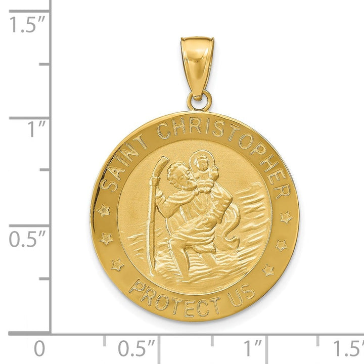 10K Yellow Gold St. Christopher Large Round Medal