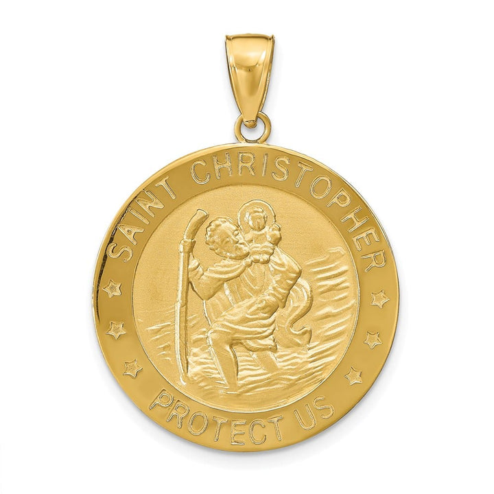 10K Yellow Gold St. Christopher Large Round Medal