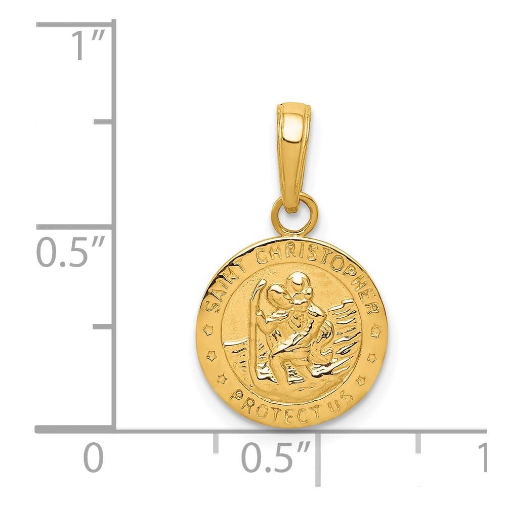 10K Yellow Gold St. Christopher Round 15 mm x 12 mm Medal