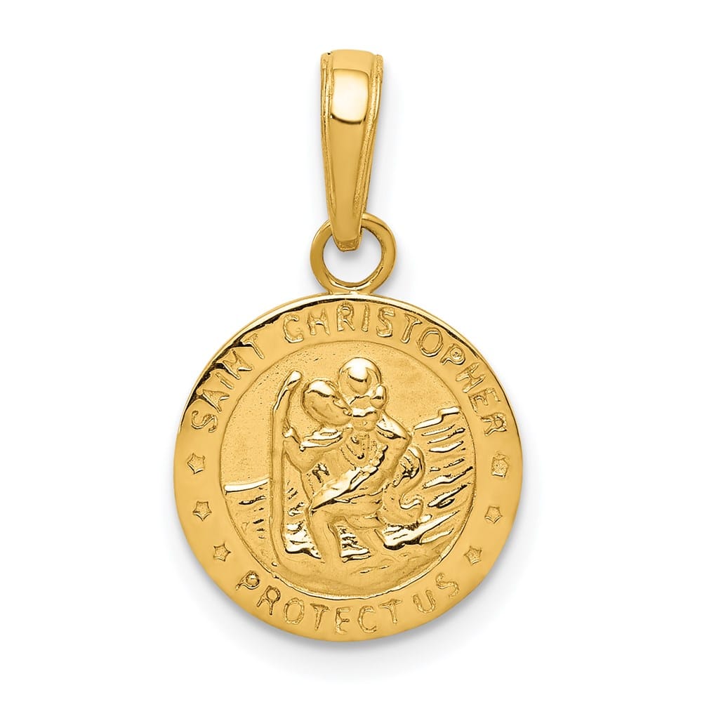 10K Yellow Gold St. Christopher Round 15 mm x 12 mm Medal