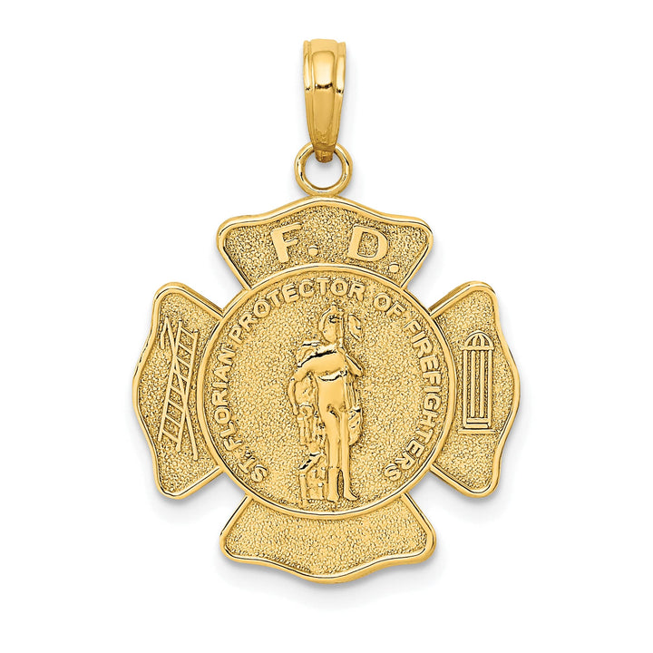10K Yellow Gold St. Florian Protect Us / FD Fire Dept. Pendant, Medium