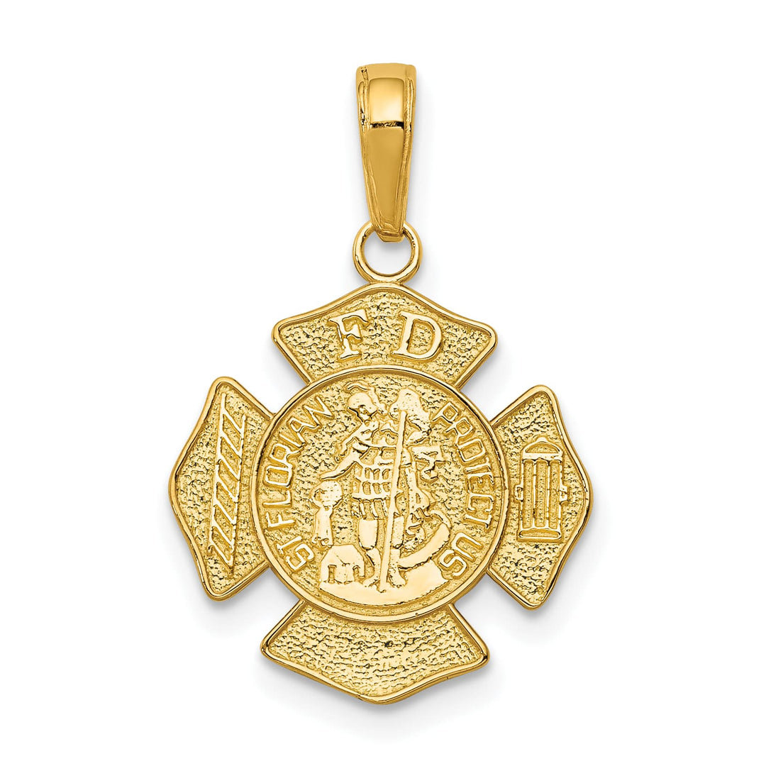 10K Yellow Gold St. Florian Protect Us / FD Fire Dept. Pendant, Small