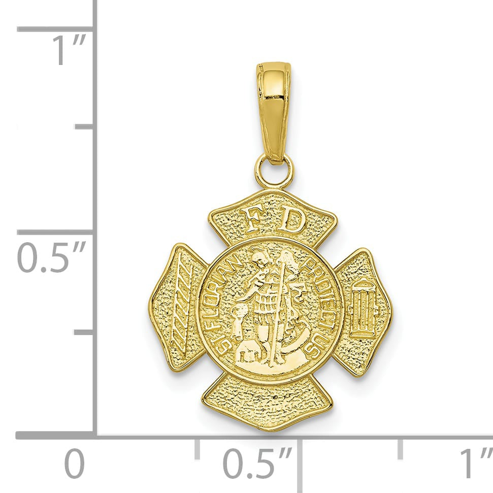 10K Yellow Gold St. Florian Protect Us / FD Fire Dept. Pendant, Small