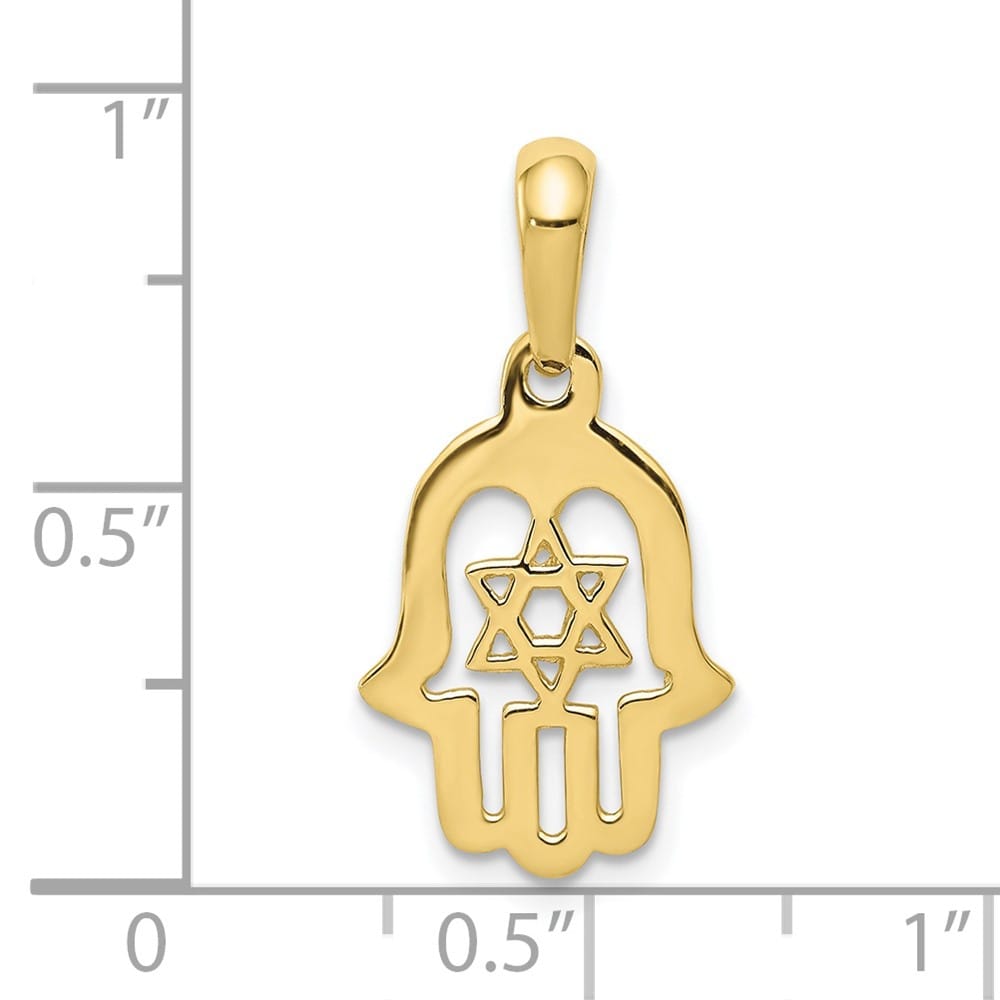 10K Yellow Gold Star of David Chamseh Pendant