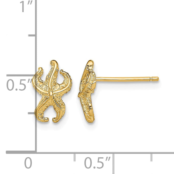 10k Yellow Gold Starfish Post Earrings, 10.63mm