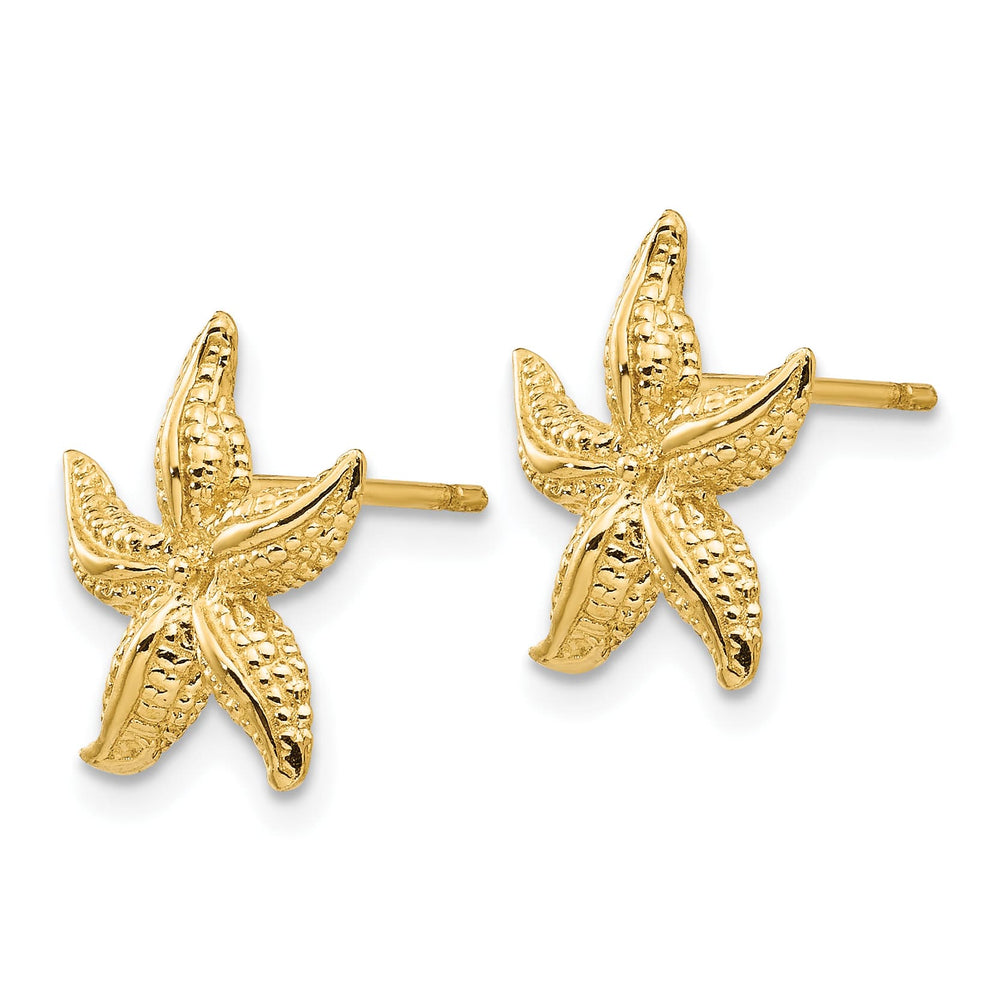 10k Yellow Gold Starfish Post Earrings, 13mm
